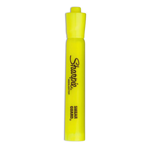 Image of Sharpie® Tank Style Highlighters, Fluorescent Yellow Ink, Chisel Tip, Yellow Barrel, 4/set