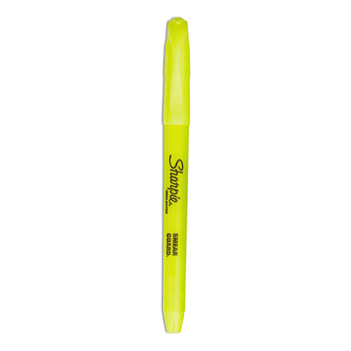 Image of Sharpie® Pocket Style Highlighters, Fluorescent Yellow Ink, Chisel Tip, Yellow Barrel, Dozen