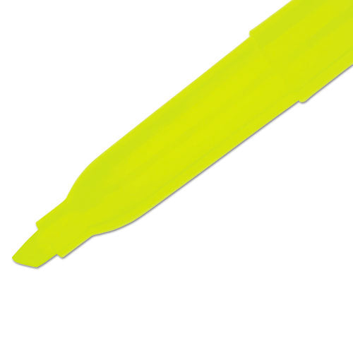 Image of Sharpie® Pocket Style Highlighters, Fluorescent Yellow Ink, Chisel Tip, Yellow Barrel, Dozen