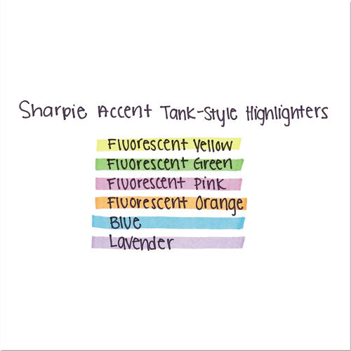 Image of Sharpie® Tank Style Highlighters, Fluorescent Yellow Ink, Chisel Tip, Yellow Barrel, Dozen