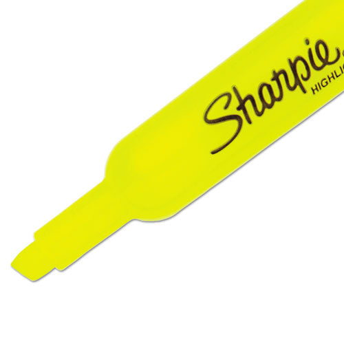 Image of Sharpie® Tank Style Highlighters, Fluorescent Yellow Ink, Chisel Tip, Yellow Barrel, Dozen