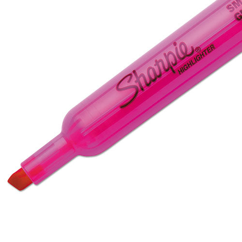 Image of Sharpie® Tank Style Highlighters, Pink Ink, Chisel Tip, Pink Barrel, Dozen