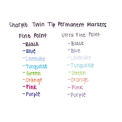 Image of Sharpie® Twin-Tip Permanent Marker, Extra-Fine/fine Bullet Tips, Black, Dozen