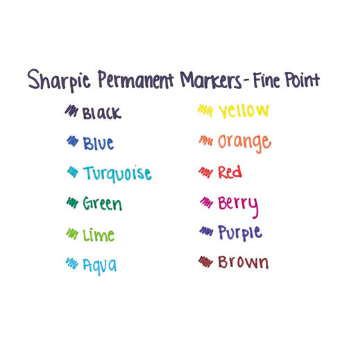 Image of Sharpie® Fine Tip Permanent Marker, Fine Bullet Tip, Blue, Dozen