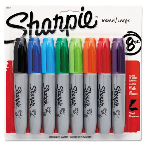 Image of Sharpie® Chisel Tip Permanent Marker, Medium Chisel Tip, Assorted Colors, 8/set