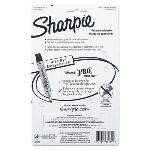 Image of Sharpie® Chisel Tip Permanent Marker, Medium Chisel Tip, Black, 4/pack