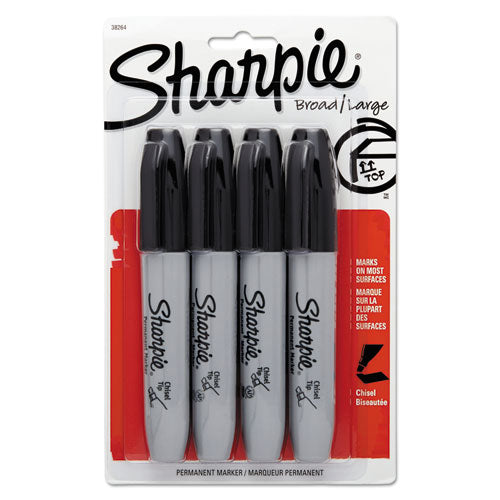 Image of Sharpie® Chisel Tip Permanent Marker, Medium Chisel Tip, Black, 4/pack