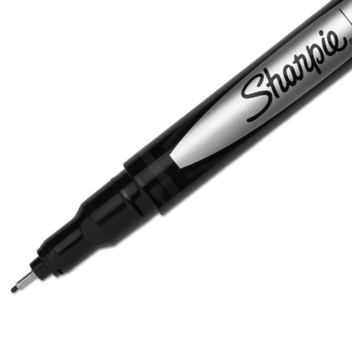 Image of Sharpie® Water-Resistant Ink Porous Point Pen, Stick, Fine 0.4 mm, Black Ink, Black Barrel, Dozen