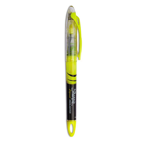 Image of Sharpie® Liquid Pen Style Highlighters, Fluorescent Yellow Ink, Chisel Tip, Yellow/black/clear Barrel, Dozen
