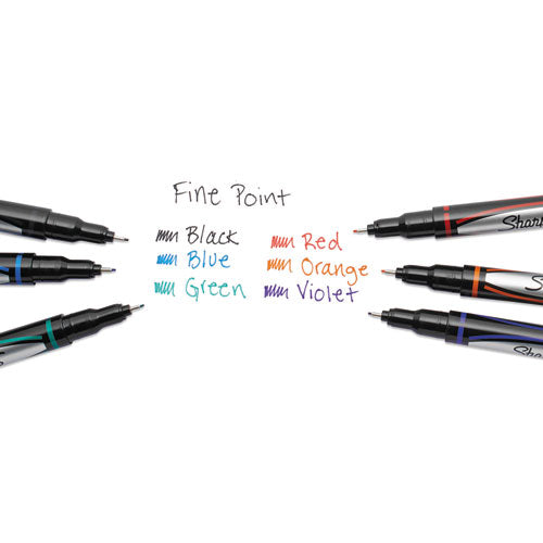 Image of Sharpie® Water-Resistant Ink Porous Point Pen, Stick, Fine 0.4 mm, Black Ink, Black Barrel, Dozen