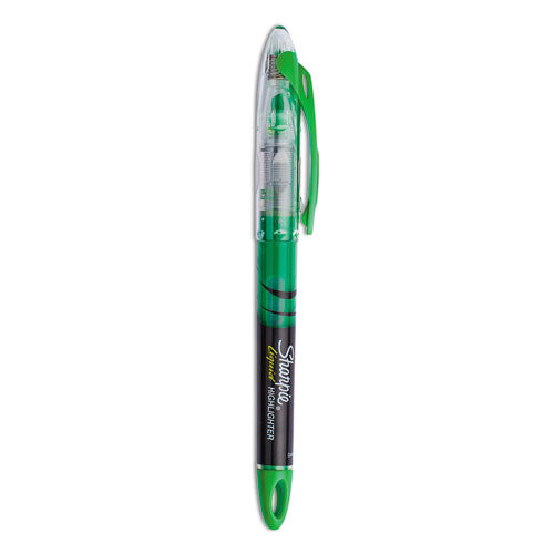 Image of Sharpie® Liquid Pen Style Highlighters, Fluorescent Green Ink, Chisel Tip, Green/black/clear Barrel, Dozen