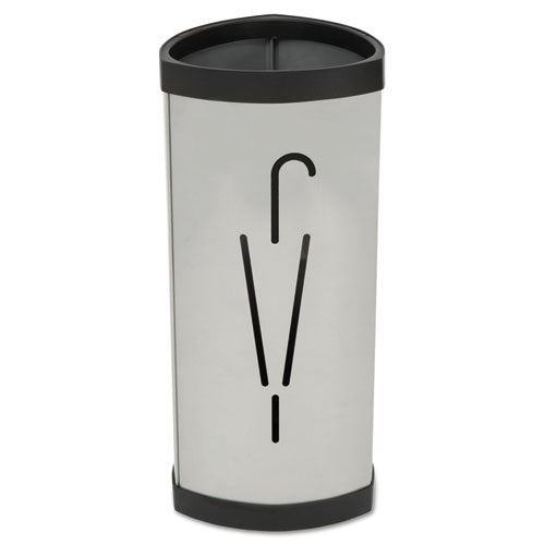 Image of Alba Triangular Umbrella Stand, Steel, 10.25w x 10.25d x 23.67h, Silver/Black