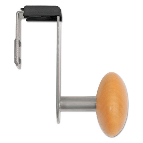 Image of Alba Cubicle Garment Peg, 1-Hook, 1.2 x 1.38 x 4.3, Wood, Metallic Gray, 1 lb Capacity