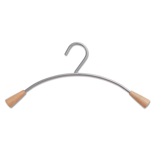 Image of Alba Metal and Wood Coat Hangers, 16.8", Metallic Gray/Mahogany, 6/Set