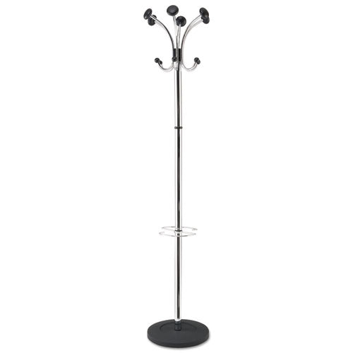 Image of Alba Chromy Coat Stand, 12 Knobs, 16w X 16d X 70.5h, Chrome/black