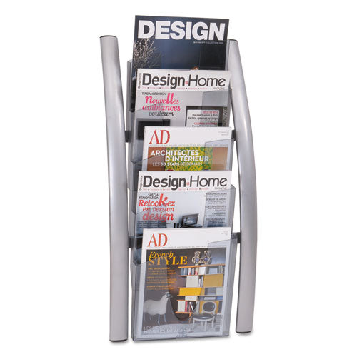 Image of Alba Wall Literature Display, 13w x 3.5d x 28.5h, Silver Gray/Translucent