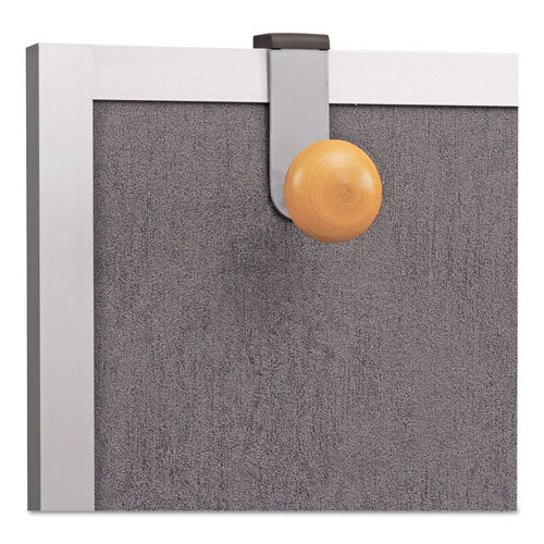Image of Alba Cubicle Garment Peg, 1-Hook, 1.2 x 1.38 x 4.3, Wood, Metallic Gray, 1 lb Capacity