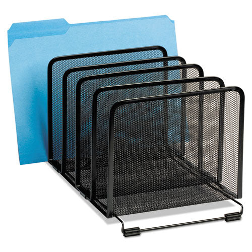 Image of Rolodex Mesh Stacking Sorter, 5 Sections, Letter To Legal Size Files, 8.25" X 14.38" X 7.88", Black