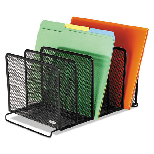 Image of Rolodex Mesh Stacking Sorter, 5 Sections, Letter To Legal Size Files, 8.25" X 14.38" X 7.88", Black
