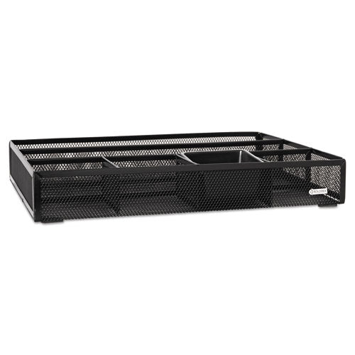 Image of Rolodex Metal Mesh Deep Desk Drawer Organizer, Six Compartments, 15.25 X 11.88 X 2.5, Black