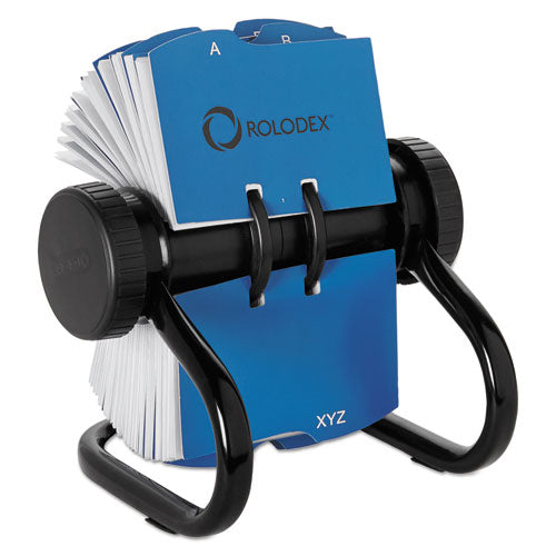 Image of Rolodex Open Rotary Business Card File With 24 Guides, Holds 400 2.63 X 4 Cards, 6.5 X 5.61 X 5.08, Metal, Black