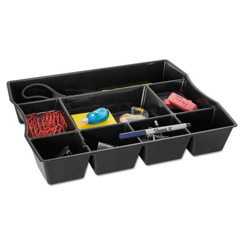Image of Rubbermaid® Regeneration Deep Drawer Organizer, Eight Compartments, 14.88 X 11.88 X 2.5, Plastic, Black