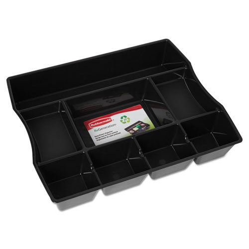 Image of Rubbermaid® Regeneration Deep Drawer Organizer, Eight Compartments, 14.88 X 11.88 X 2.5, Plastic, Black