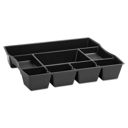 Image of Rubbermaid® Regeneration Deep Drawer Organizer, Eight Compartments, 14.88 X 11.88 X 2.5, Plastic, Black