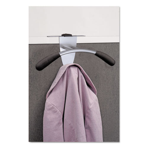 Image of Alba Hanger Shaped Partition Coat Hook, Metal/Foam/ABS, Silver/Black