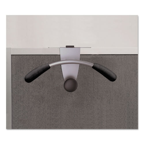 Image of Alba Hanger Shaped Partition Coat Hook, Metal/Foam/ABS, Silver/Black