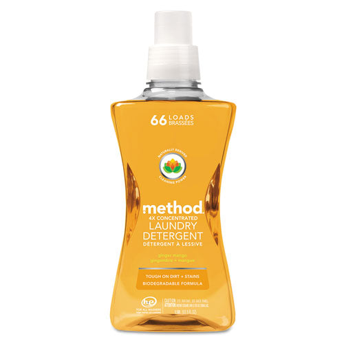 Image of Method® 4x Concentrated Laundry Detergent, Ginger Mango, 53.5 Oz Bottle, 4/carton