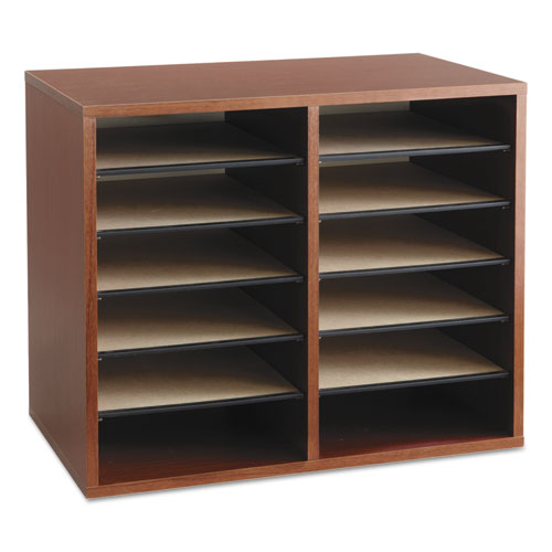 Image of Safco® Fiberboard Literature Sorter, 12 Compartments, 19.63 x 11.88 x 16.13, Cherry