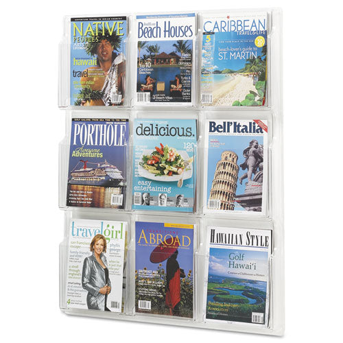 Image of Safco® Reveal Clear Literature Displays, 9 Compartments, 30w X 2d X 36.75h, Clear