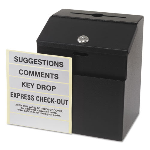 Image of Safco® Steel Suggestion/key Drop Box With Locking Top, 7 X 6 X 8.5, Black Powder Coat Finish