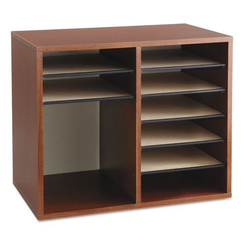 Image of Safco® Fiberboard Literature Sorter, 12 Compartments, 19.63 x 11.88 x 16.13, Cherry