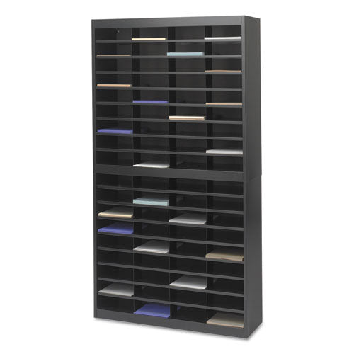 Image of Safco® Steel/Fiberboard E-Z Stor Sorter, 72 Compartments, 37.5 x 12.75 x 71, Black