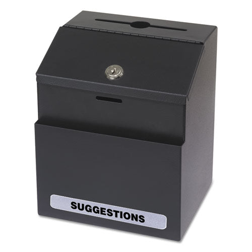 Image of Safco® Steel Suggestion/key Drop Box With Locking Top, 7 X 6 X 8.5, Black Powder Coat Finish