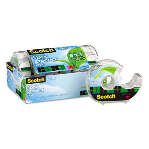 Image of Scotch® Magic Greener Tape With Dispenser, 1" Core, 0.75" X 50 Ft, Clear, 6/pack