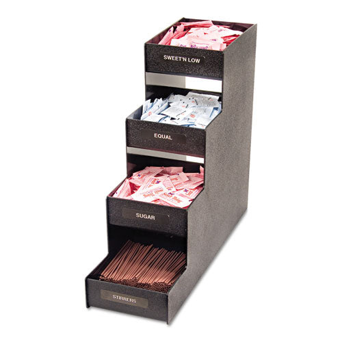 Image of Vertiflex® Commercial Grade Narrow Condiment Organizer, 8 Compartments, 6 x 19 x 15.88, Black
