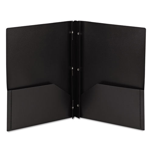 Image of Smead Poly Two-Pocket Folder With Fasteners, 180-Sheet Capacity, 11 X 8.5, Black, 25/box