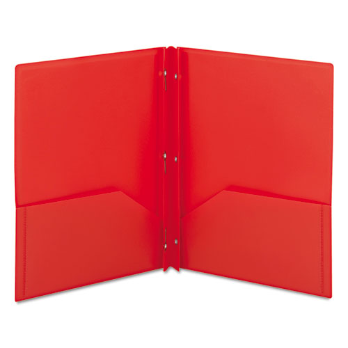 Image of Smead Poly Two-Pocket Folder With Fasteners, 180-Sheet Capacity, 11 X 8.5, Red, 25/box