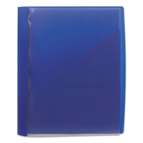Image of Smead Clear Front Poly Report Cover, Double-Prong Fastener, 0.5" Capacity, 8.5 X 11, Clear/blue, 5/pack