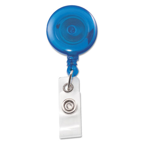 Image of Advantus Translucent Retractable ID Card Reel, 30" Extension, Blue, 12/Pack