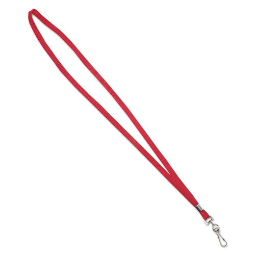 Image of Advantus Deluxe Lanyards, Metal J-Hook Fastener, 36" Long, Red, 24/Box