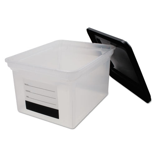 Image of Innovative Storage Designs File Tote With Contents Label, Letter/legal Files, 17.75" X 14" X 10.25", Clear/black