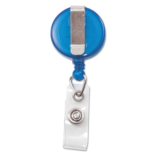 Image of Advantus Translucent Retractable ID Card Reel, 30" Extension, Blue, 12/Pack