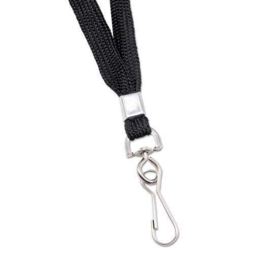 Image of Advantus Deluxe Lanyards, Metal J-Hook Fastener, 36" Long, Black, 24/Box