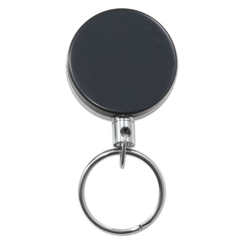Image of Advantus Heavy-Duty Retractable ID Card Reel, 18.5" Extension, Black/Chrome, 6/Pack