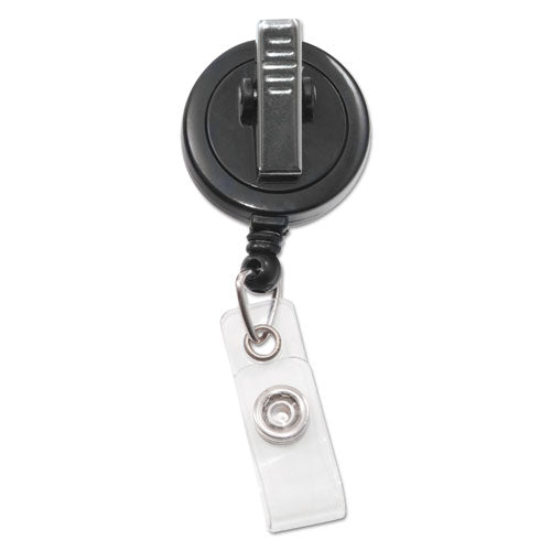 Image of Advantus Swivel-Back Retractable Id Card Reel, 30" Extension, Black, 12/pack