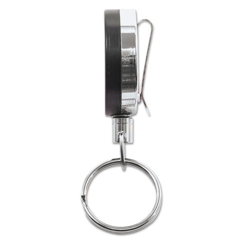 Image of Advantus Heavy-Duty Retractable ID Card Reel, 18.5" Extension, Black/Chrome, 6/Pack